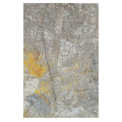 Handmade Silk and Wool Abstract Area Rug