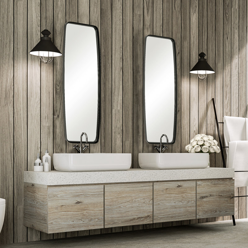 Belle Iron Wall Mirror, 60" x 21", Black