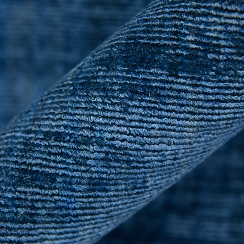 Handmade Blue Sapphire Striped Viscose Area Rug, 4 ft x 6 ft