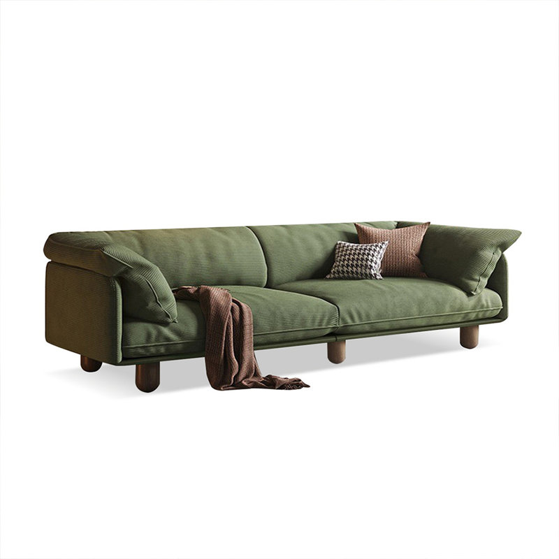 Coussin en velours côtelé vert, H 30,71 po x l 98,43 po x P 38,19 po, 3