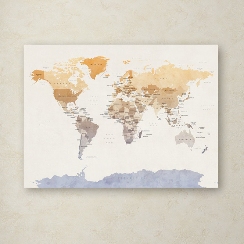 Michael Tompsett Watercolor World Map Canvas Art 24'' x 32''