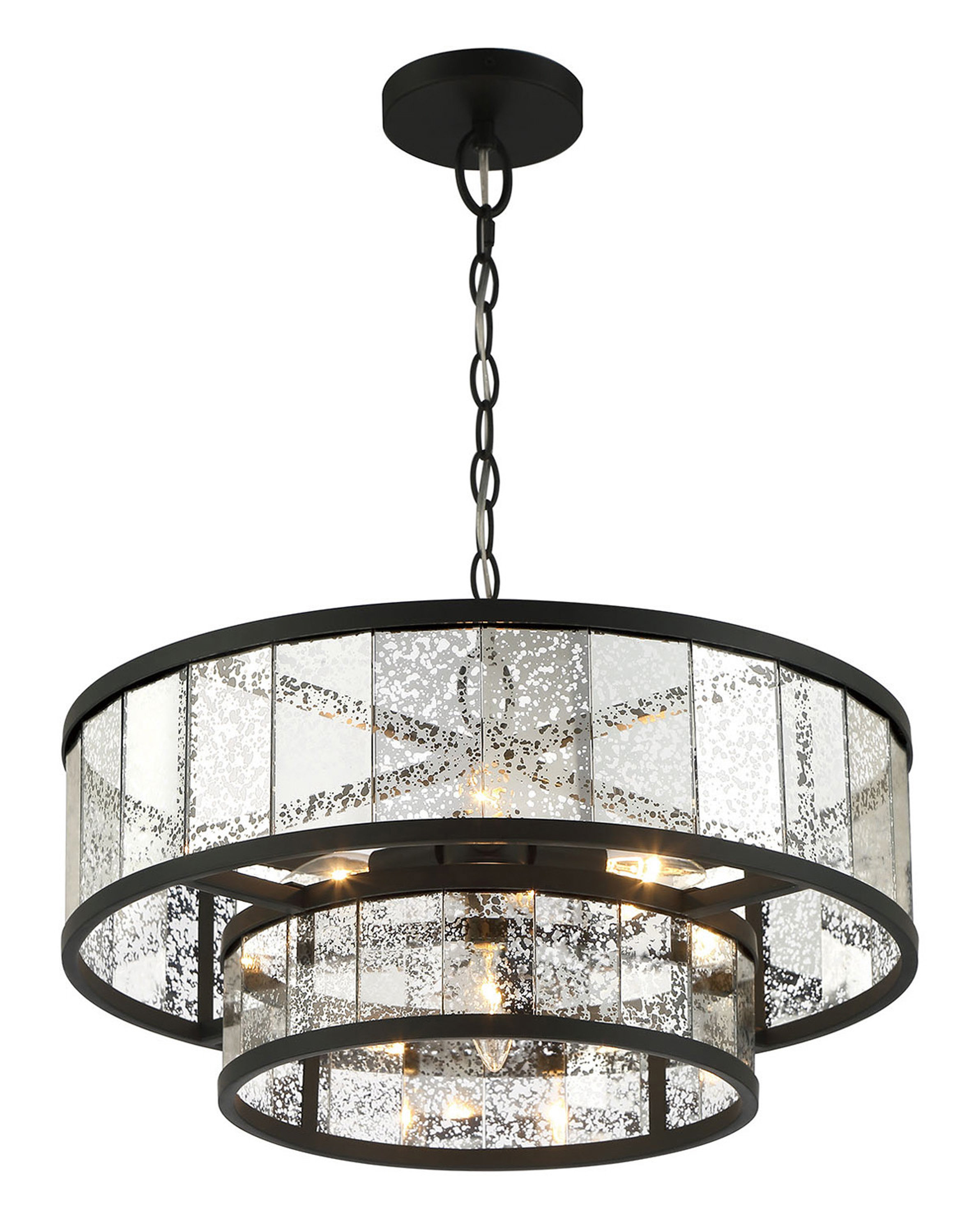 Bistro Four Arm Chandelier in Hand-Rubbed Antique Brass & Black with White  Glass - Ceiling Lights