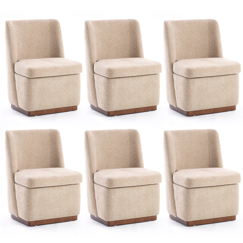 Boucle Upholstered Wingback Parsons Chair, 1, Coffee