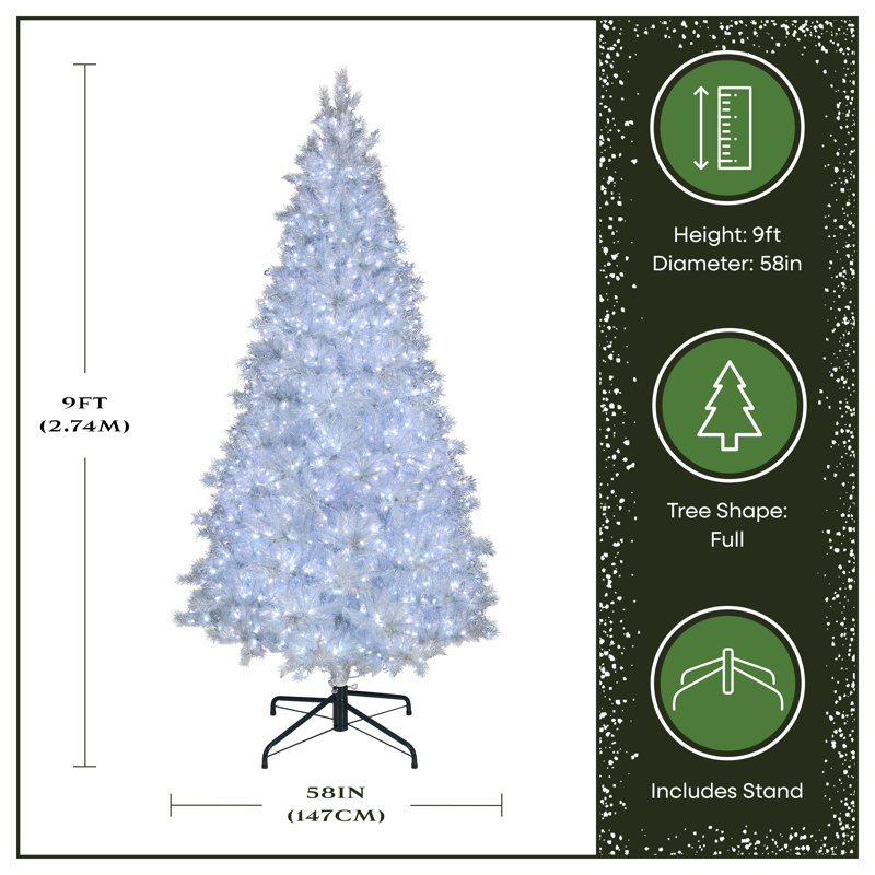 Clear Pine Christmas Tree with LED Lights, 108" x 58"