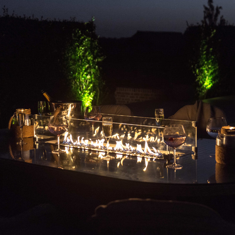 Balcom 8 Seat Oval Rattan Fire Pit Dining Set