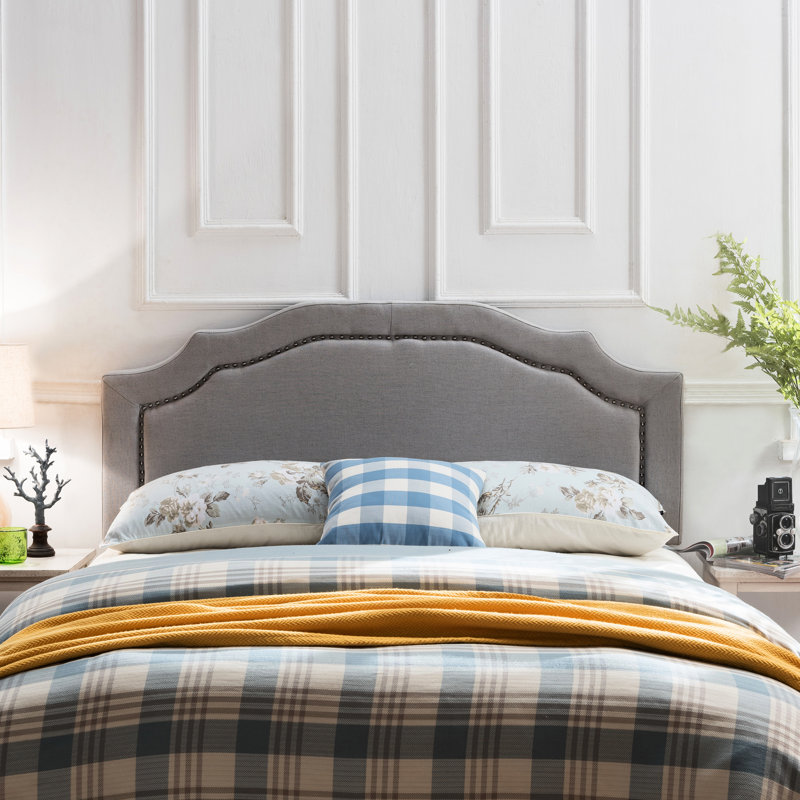 Tête de lit grand, tissu d'ameublement gris, structure en fer, tête de lit ajustable 52,5 po x 63,4 po x 3 po