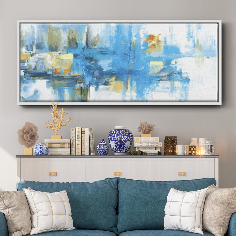 Metro Blue - Framed Canvas, 20" H x 50" W