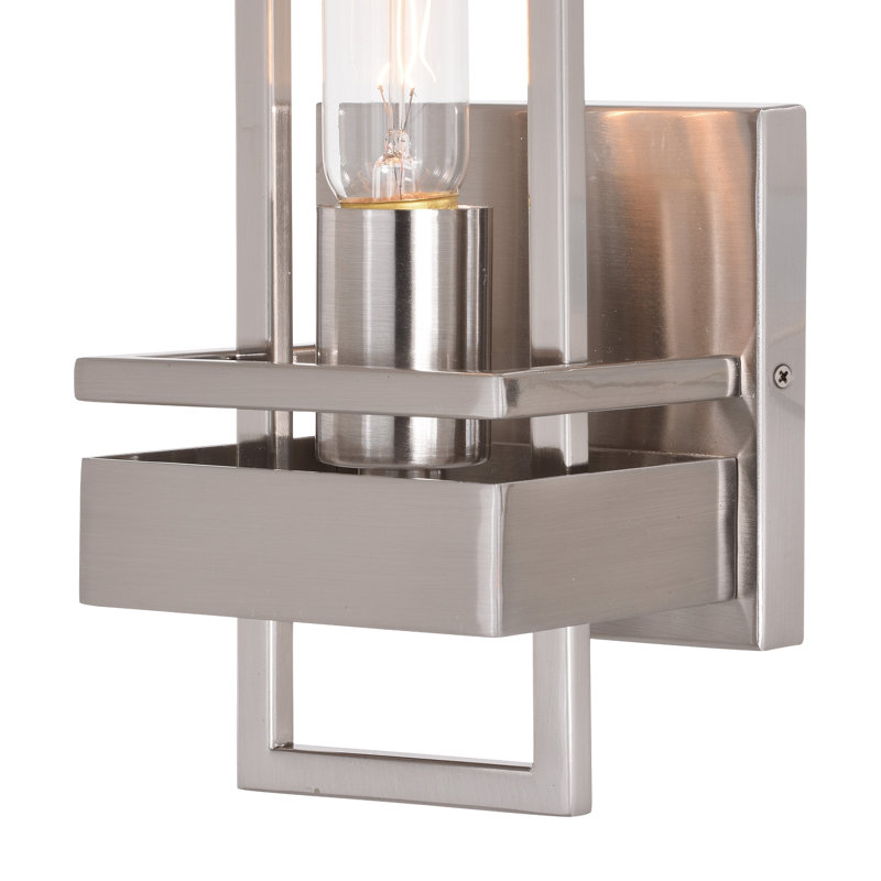 Aiden Armed Sconce, Satin Nickel, 11.75" H x 4.75" W x 4.75" D
