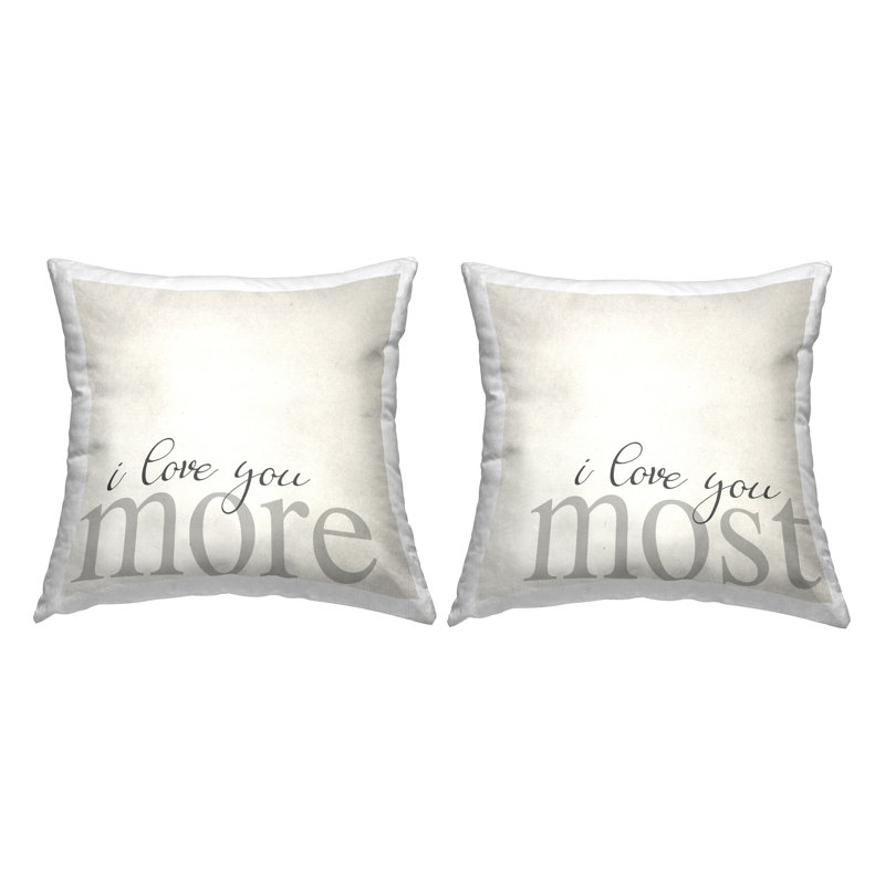 Coussin décoratif Love You More Most romantique imprimé par Daphne Polselli (ensemble de 2)