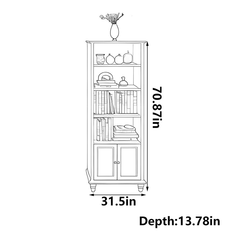Bibliothèque romantique de style français, (4 tablettes) H 70,87 po x l 31,5 po x P 13,78 po