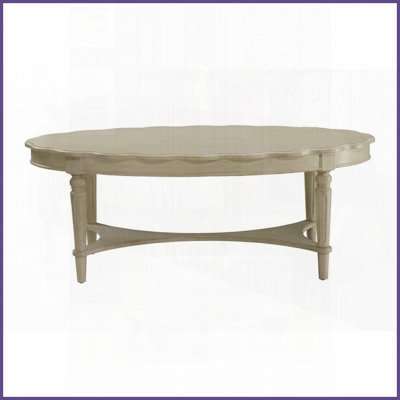 Table basse de style français antique blanc avec tablette inférieure - Plateau en bois aggloméré durable Rangement peu encombrant