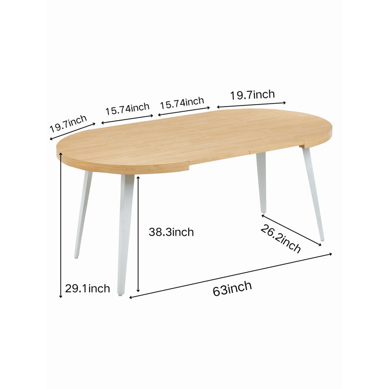 Versatile Extendable Table Suitable for Dining, Office, and Coffee Use with Metal Legs and MDF Top, Oak, Oak