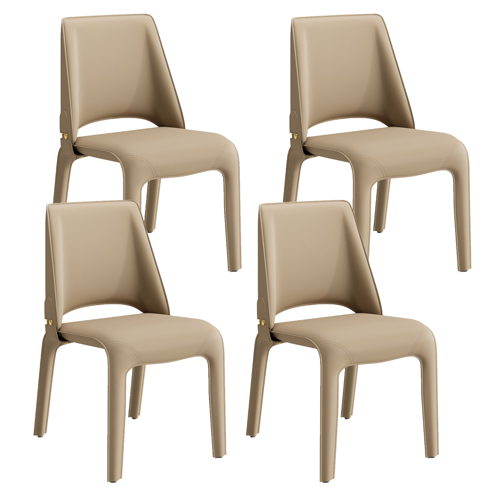 Vannes Vegan Leather Dining Chair, 4, Tan, Minimal Assembly Needed
