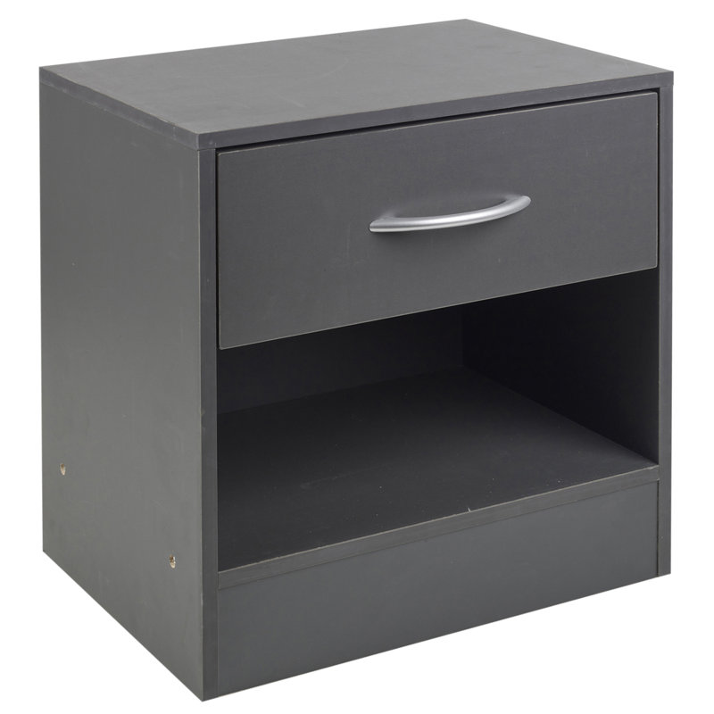 Antona 39cm W Manufactured Wood Bedside Table, Dark Grey