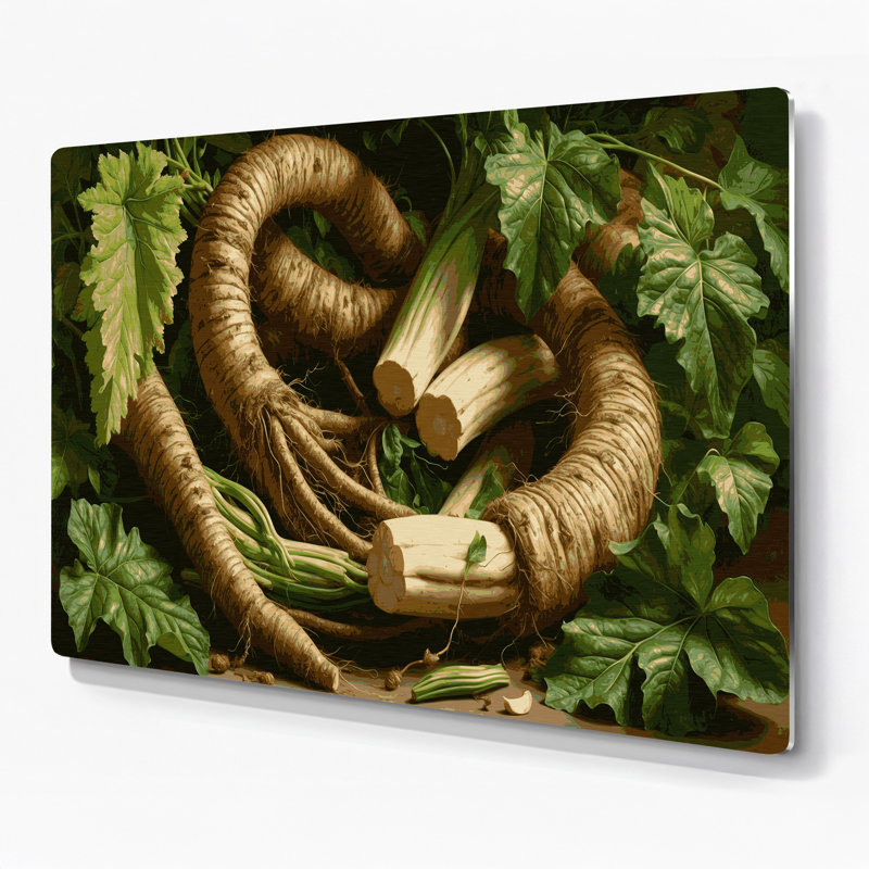 Légumes, art mural brun en métal Yuca, H 20 po x l 30 po