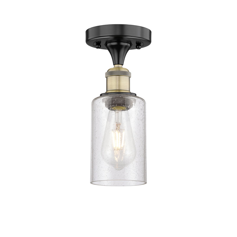 Plafonnier semi-encastré en verre Broadoaks, Laiton antique noir