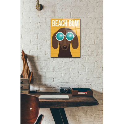 «Beach Bums Dachshund I Bum» par Michael Mullan, art mural en verre acrylique