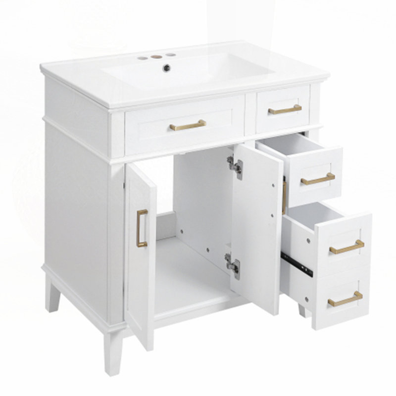 Meuble-lavabo 30 po avec lavabo en céramique, Blanc