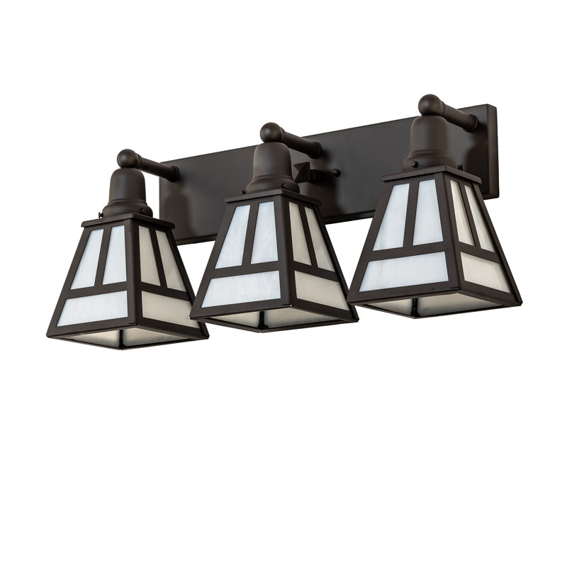 "T" Mission 3-Light Vanity Light, 10" H x 24" W x 8" D, White, Oil Rubbed Bronze