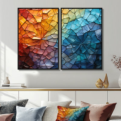 Chesterine - décoration murale moderne orange 2 pièces