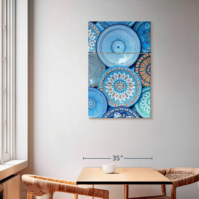 Assiettes marocaines bleues Senne, H 57 po x l 36 po