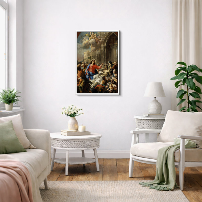 Art du Christ guérissant le mal, images de la Renaissance biblique, impression sur toile encadrée, Cadre flottant noir