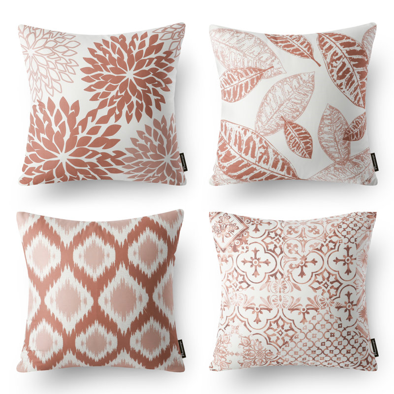 Ensemble de housse de coussin décoratif moderne carré 18 po, Caramel, Housse de coussin seulement - sans coussin