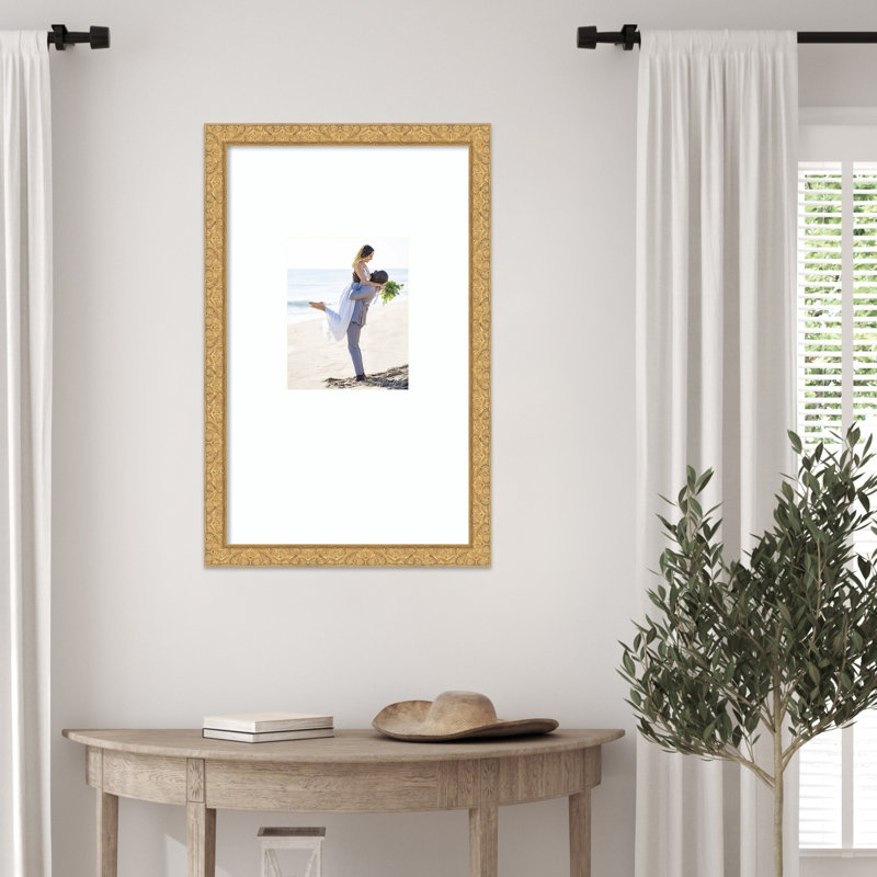 Cadre photo Lila, 16 x 26 avec passe-partout 8 x 10, Lila Gold Smooth Bright White