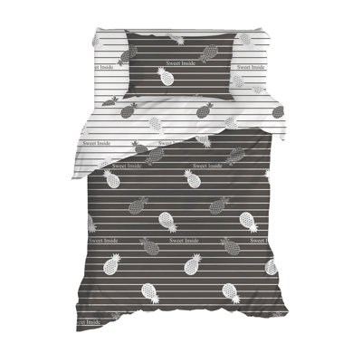 Cotton Graphic Print & Text Duvet Cover