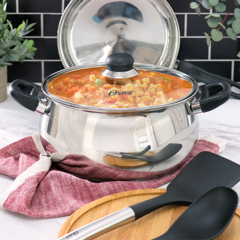 Oster Rametto 5 Piece Belly Shaped Stainless Steel Cookware Set in Silver