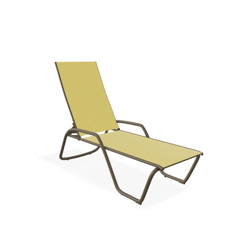 Outdoor Rust-Resistant Metal Chaise Lounge, Textured Beachwood, Yellow 43D