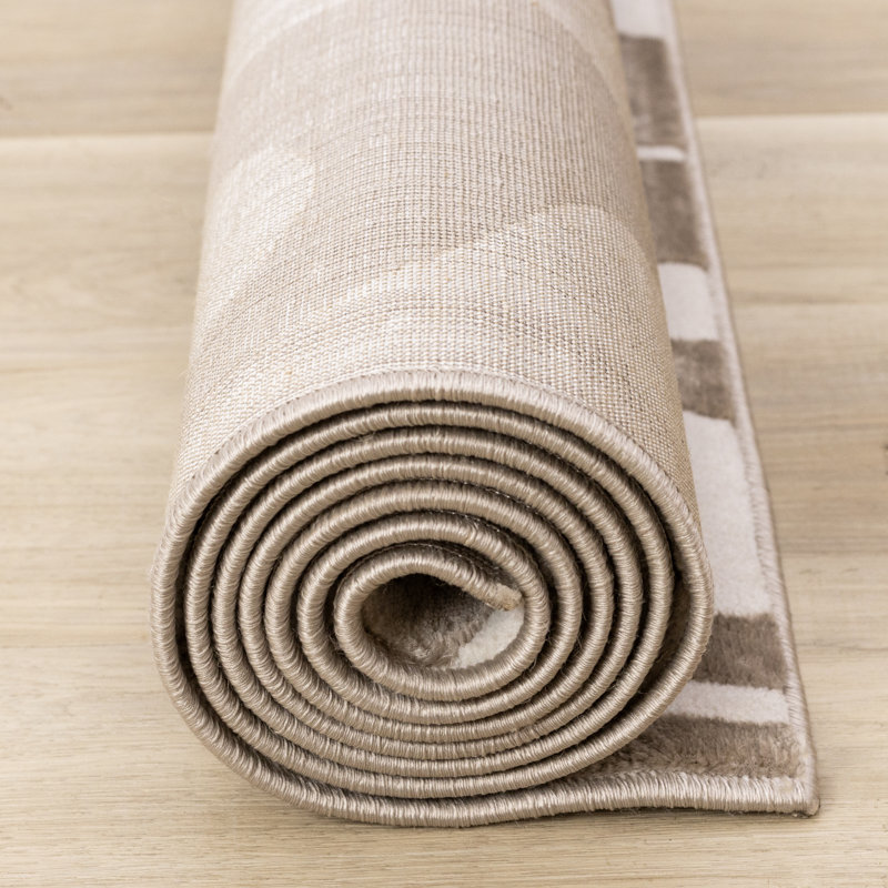Tapis géométrique abstrait crème Amabilia, Rectangle 5 pi 3 po x 7 pi 7 po