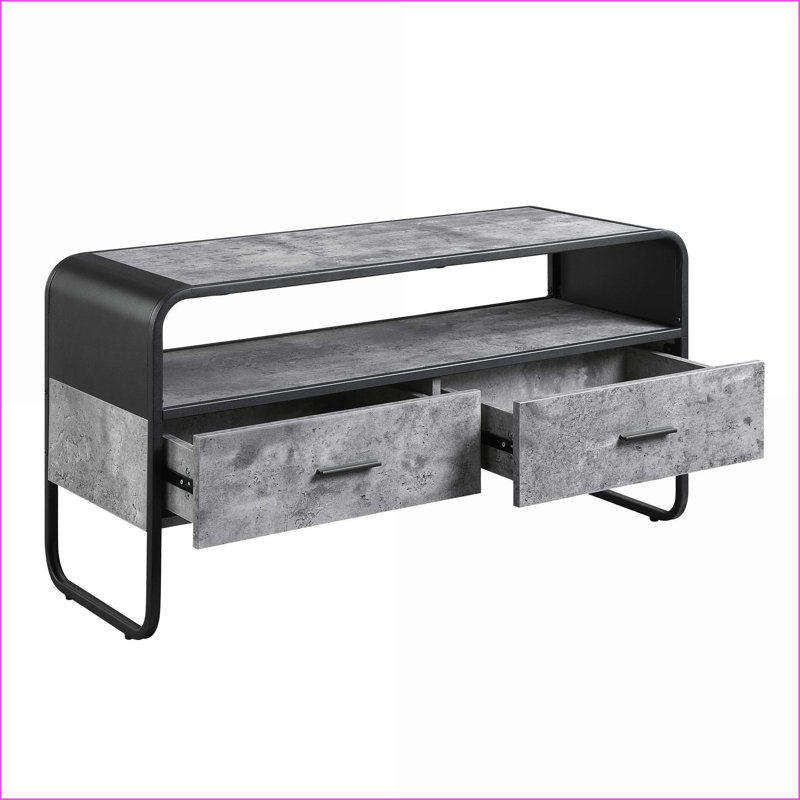 TV Furniture Concrete Gray &amp; Black Modern TV Stand with Storage | Fits 42" TVs | Gray | Metal,Synthetic Wood