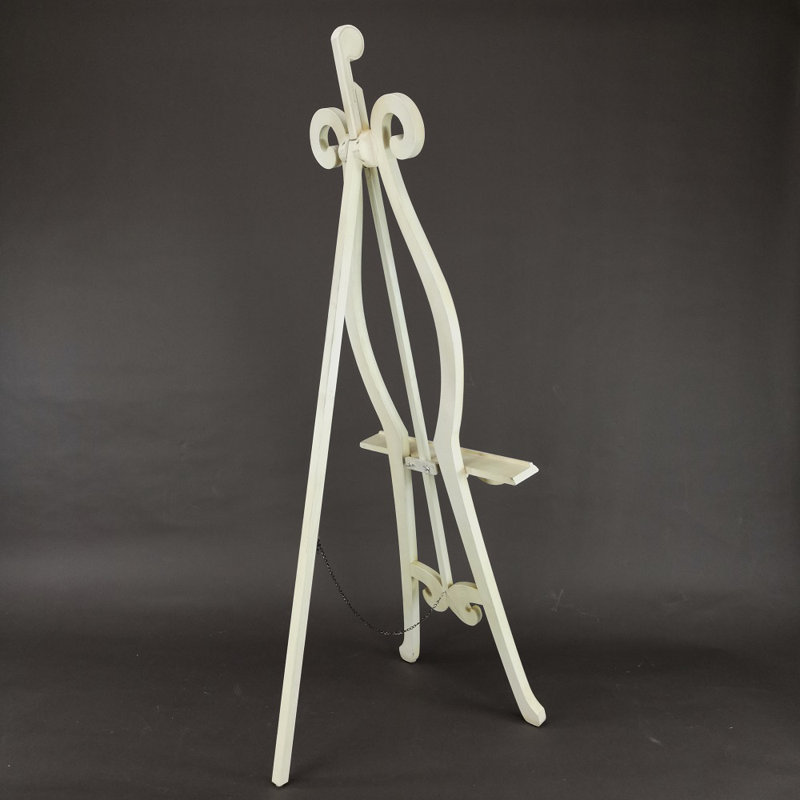 White Handcrafted Solid Wood Adjustable Tripod Easel