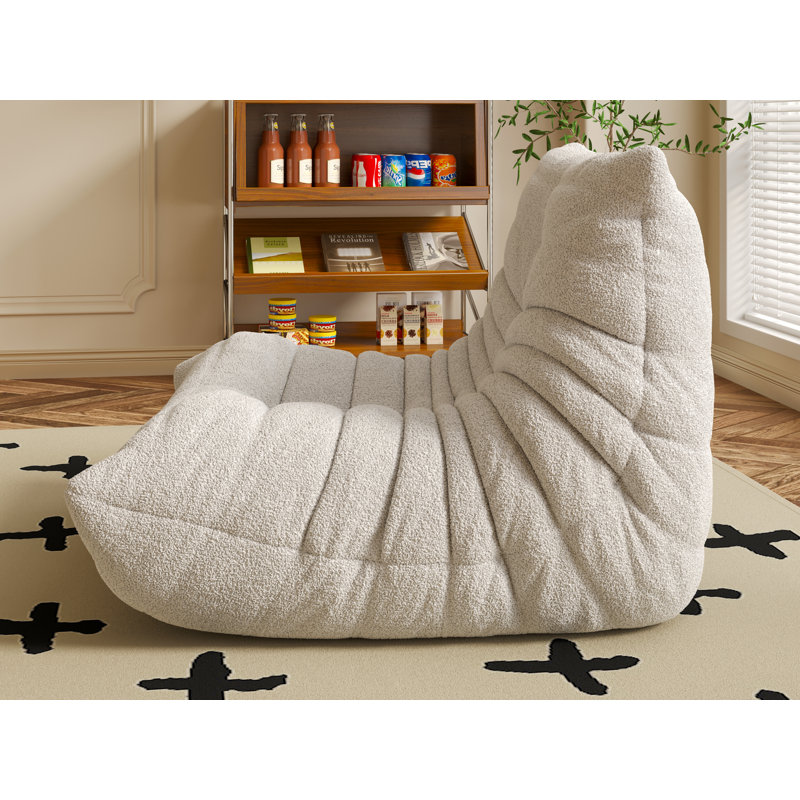 Ensemble de 2 fauteuils à billes Fauteuil sac à billes pour adultes Fauteuil à billes Fireside, Velours beige / orange