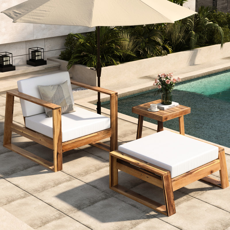 Zone de confort extérieure en bois - Coussins de chaise et de table d'appoint pour les moments de détente Pratique des sièges de patio - Housse de coussin