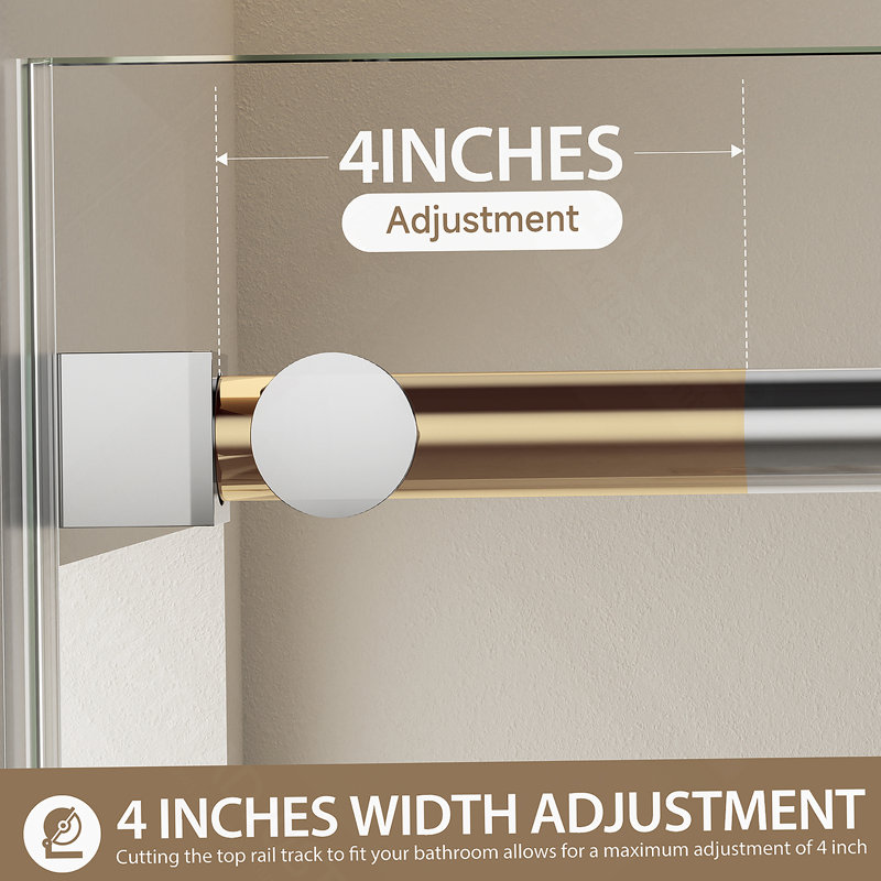Porte de douche coulissante simple sans cadre, porte de baignoire avec poignée en acier inoxydable