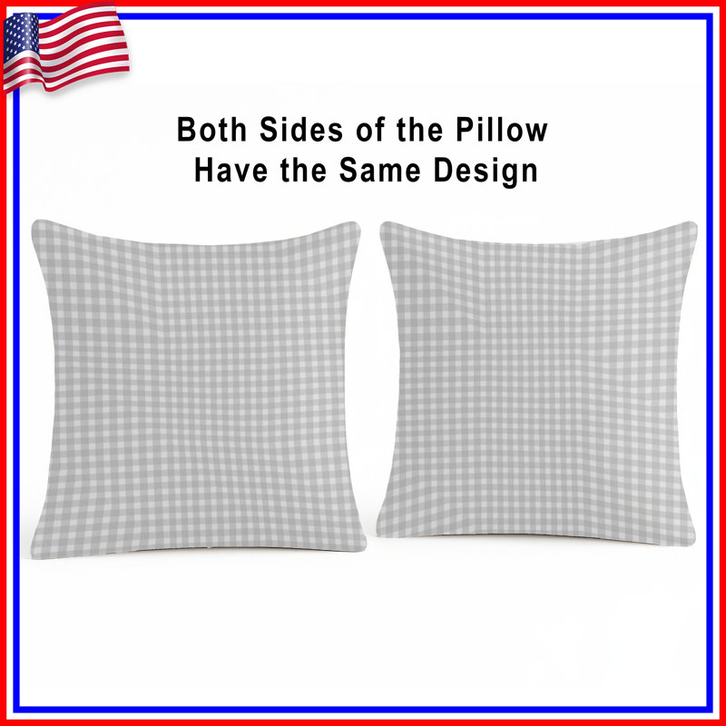Gray Gingham Checkered Double Sided Throw Pillows, 20 x 20 inches