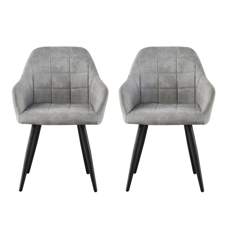 Aliauna 47cm H Upholstered Metal Armchair, Light Grey