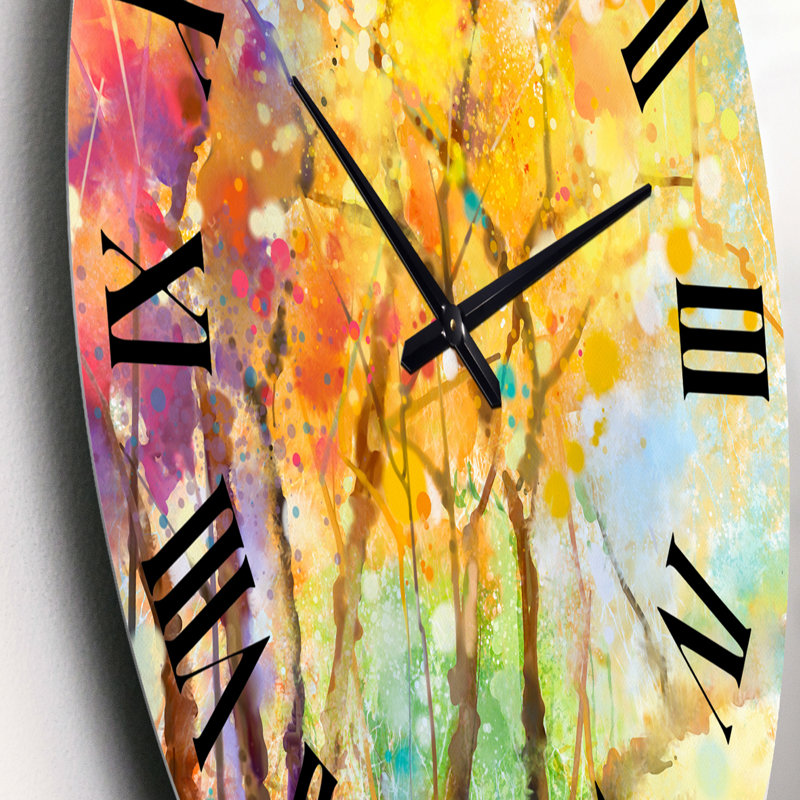 Arbre d'automne forêt colorée paysage d'arbre XIXème - Horloge murale de ferme, Petit