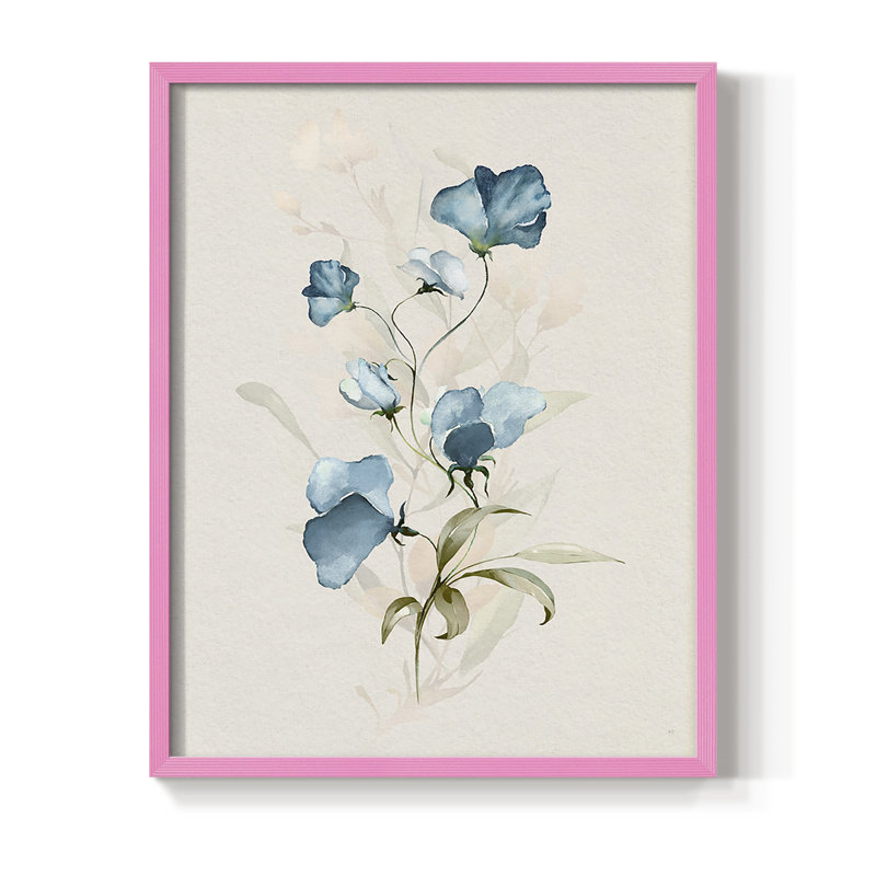 Sweet Pea I, reproduction encadrée - bois massif, Rose, H 30 po x l 24 po