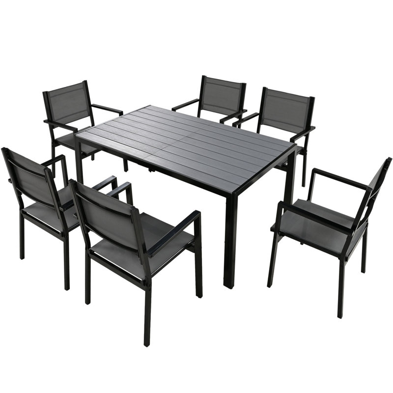 Mobilier d'extérieur en U de style U - moderne, pour patio, balcon, cour arrière, pouvant accueillir 6 personnes avec structure de table et de chaises, conception moderne pour les sièges