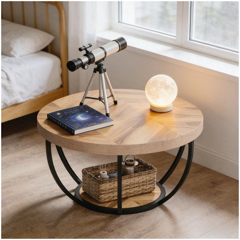 Table basse ronde à 2 niveaux, Duplicata brun clair