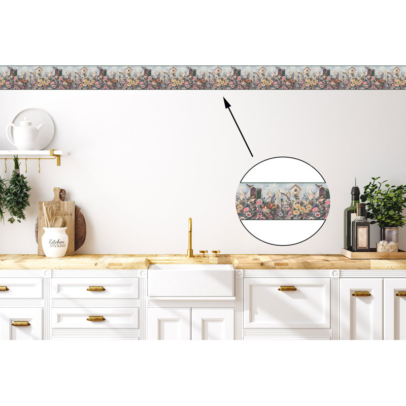 Bordure de papier peint L 15 pi x l 10,25 po Blanquilla Garden