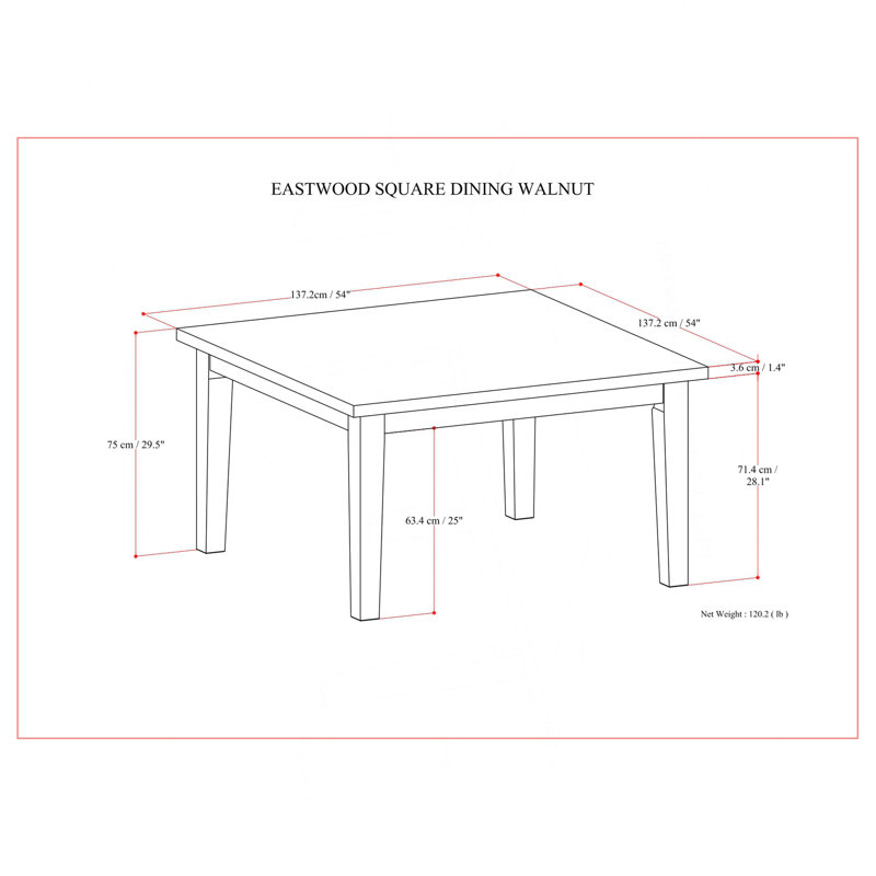 Table de salle à manger Eastwood, Noyer