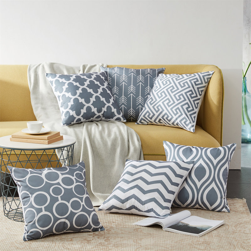 Printing Outdoor Square Pillow Cover, 16"L x 16"W, Gray