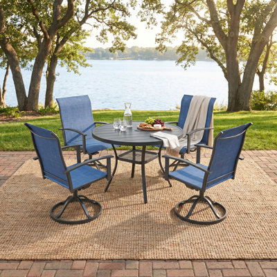 4-Person Round Patio Dining Set With Swivel Chairs