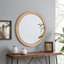 Miroir mural rond 27,5 pouces avec cadre en bois vieilli
