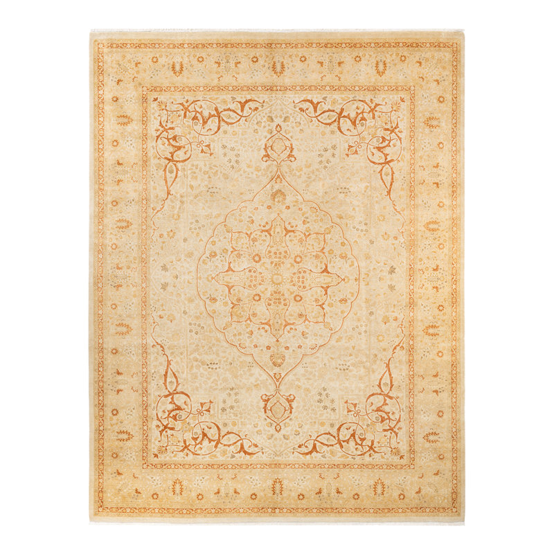 Tapis unique en laine noué à la main 8 pi 10 po x 11 pi 9 po Verdena Mogul