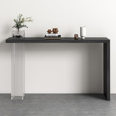 Matte Black Solid Wood Rectangular Shape Console Table